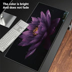 for MTG Playmat TCG Board Game Mat Plus 50 Pcs Card Sleeves, 24 x 14 Table Mats Dark Purple Lotus Game Mousepad with Soft Surface Non-Slip Base for MTG Trading Card Game Playmats