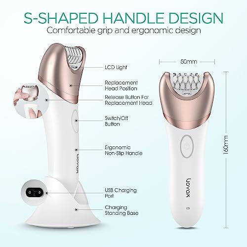 VOYOR Epilator for Women, 3 in 1 Epilator Hair Removal for Women, Epilators Hair Remover for Leg Arm with 30 Tweezers, Rechargeable & Cordless Electric Lady Shaver & Trimmer BM300 (Champagne Gold)
