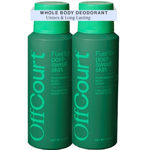 OffCourt - Natural Deodorant Body Spray for Men and Women - Aluminum Free - Whole Body Deodorant for Women and Men - Medium-Bodied Fig Leaves and White Musk Scent, 3.4 Ounce (Pack of 2)