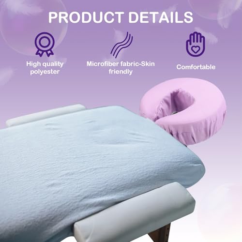 Tatuo 12 Pcs Face Cradle Covers for Massage Head Rest Microfiber Reusable Soft Thicker Massage Table Face Covers Oil Proof Headrest Cradle Sheets for Spa Beauty(Purple)