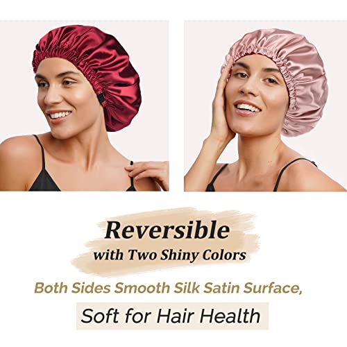 YANIBEST Double Layer Satin Bonnet Silk Bonnet Adjustable Hair Bonnet for Sleeping Hair Bonnets for Women Curly Natural Hair