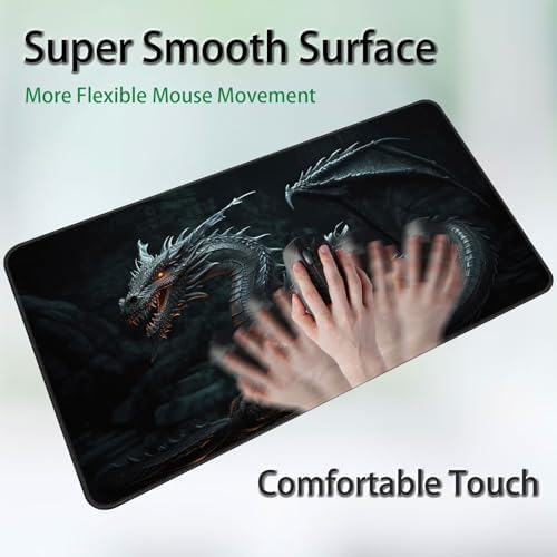 for MTG Game Playmat, for Magic TCG Rubber Play mat,Tabletop Card Playmats with Smooth Surface,Trading Card Inked Game Mat,Battle Game,Dragon in Black