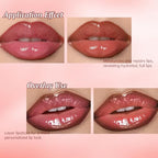 2 Colors Nourishing Lip Gloss with Peel Off Lip Liner Stain Combo for Women, Waterproof Long Wear Tattoo Lip Stain, Non Sticky High Glossy Lip Tint Brown Lip liner Set Lip Glow Oil Makeup