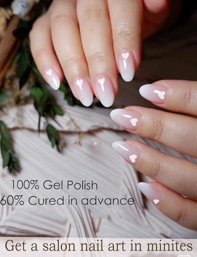 Semi Cured Gel Nail Strips |Gel Polish Nail Wraps | Gel Nail Stickers, UV Light Required-Valentine Style F