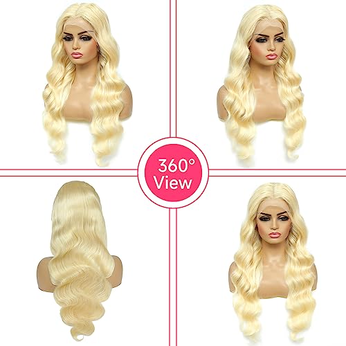 613 Lace Front Wig Human Hair 13x6 Transparent Lace, 613 Body Wave Lace Front Wig Human Hair, 200% Density Lace Front Wigs Human Hair Pre Plucked with Baby Hair Natural Hairline (26 Inch)