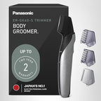 Panasonic Electric Body Groomer and Trimmer for Men, Cordless Washable Wet Dry Groomer with 3 Comb Attachments, Black ER-GK60-S