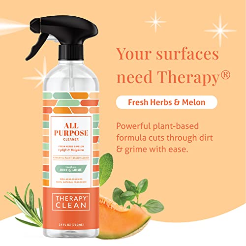 Therapy Clean All Purpose Cleaner 24 fl oz (Fresh Herbs & Melon) (6-Pack) - Multi Surface Cleaning Spray, Kitchen Cleaner, Household Multipurpose, Dusting Spray