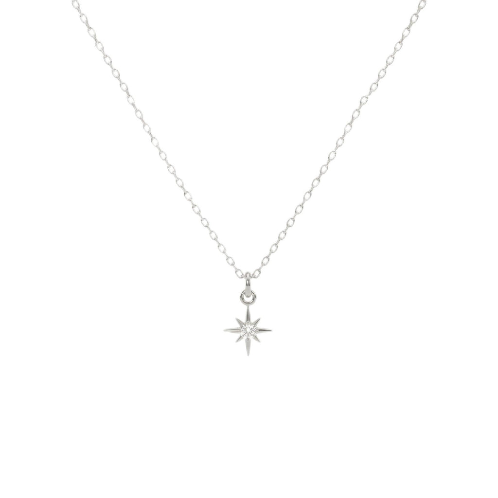 Annika Bella North Star Necklace, Cubic Zirconia Pendant, Silver Chain Necklace, Celestial Jewelry for Women, Gift for Her (1pc)