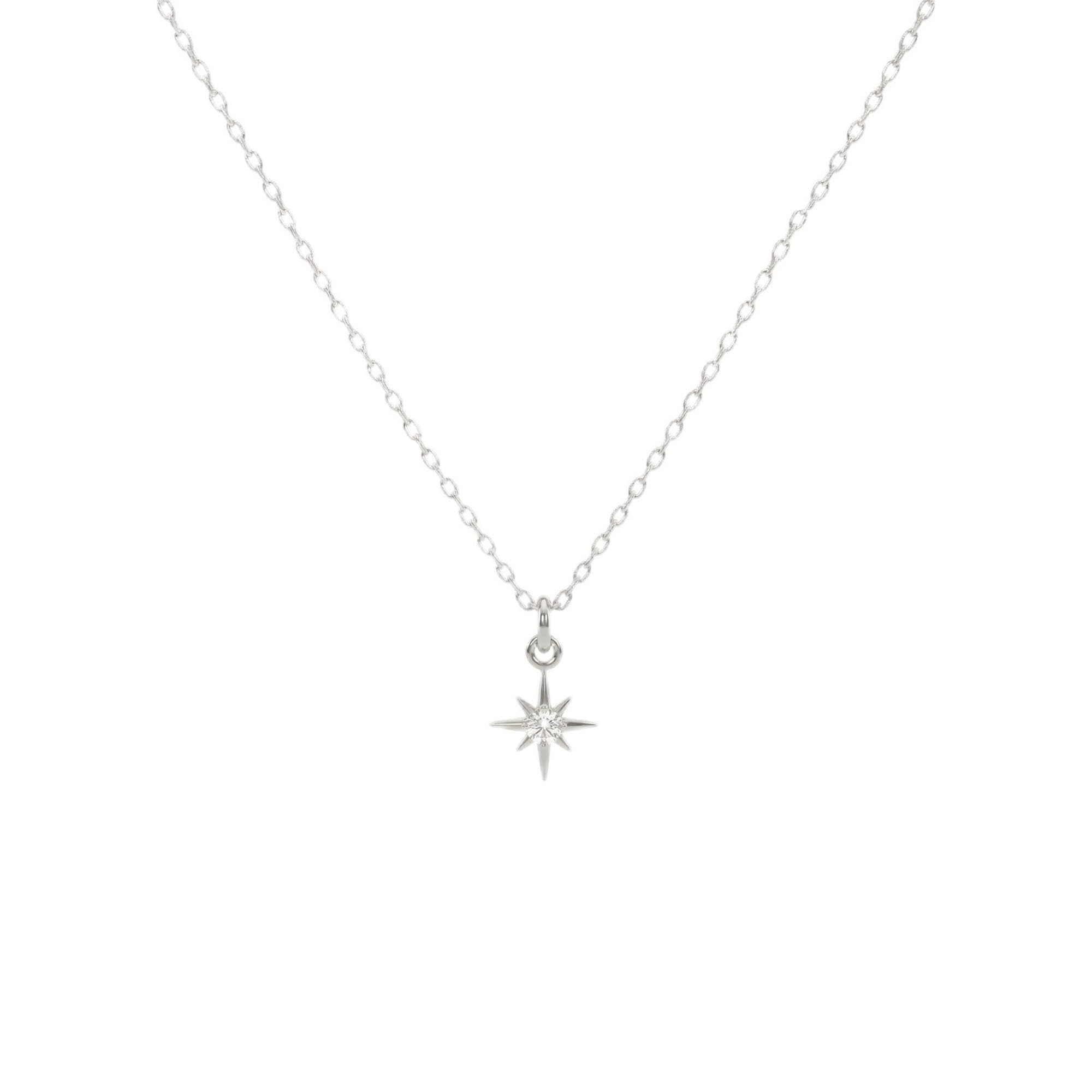 Annika Bella North Star Necklace, Cubic Zirconia Pendant, Silver Chain Necklace, Celestial Jewelry for Women, Gift for Her (1pc)