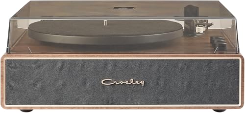 Crosley CR6046A-WAGL Stave 2-Speed Bluetooth Record Player Turntable with Built-in Speakers, Walnut