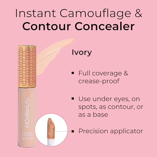 MCoBeauty Instant Concealer Camouflage & Contour, Ivory, Perfecting Contour with Flawless Coverage, Vegan, Cruelty Free Cosmetics