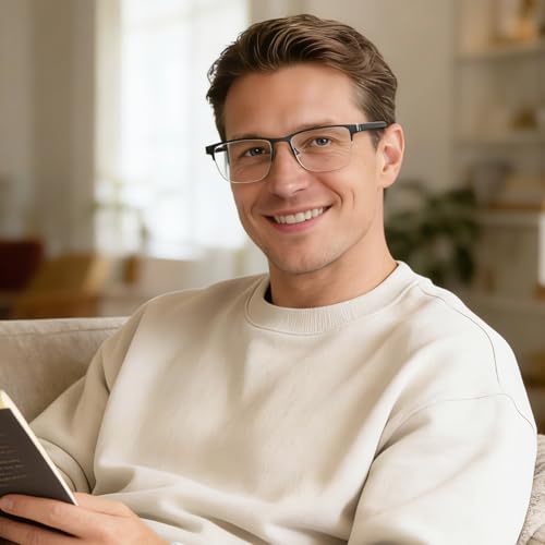 EYECEDAR 5 Pack Reading Glasses for Men Gunmetal Ultra-Thin Stainless Steel Frame Metal Spring Hinges Readers for Men and Women 1.75