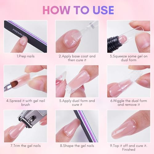 Makartt Poly Nail Gel Set, Clear and Peach Pink, 2 Colors 50ML, Gel Builder for Nail Extension, Nail Strengthener 3D Diy Hard Gel French Manicures Salon Nail Art At Home