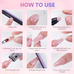 Makartt Poly Nail Gel Set, Clear and Peach Pink, 2 Colors 50ML, Gel Builder for Nail Extension, Nail Strengthener 3D Diy Hard Gel French Manicures Salon Nail Art At Home