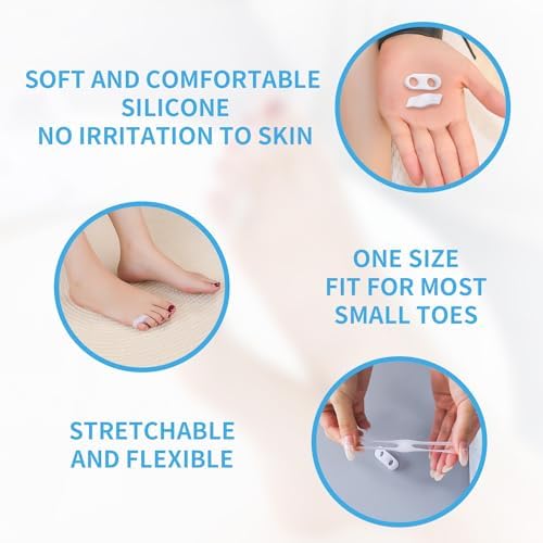 Two Hole Gel Small Toe Separator, 12 Pcs Little Toe Spacer for Overlapping Toe, Calluses, Blister, Relieve Foot Pain, Pinky Toe Corrector for Little Toe Bunion Pain