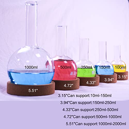 Laboratory Flask Cork Stand - Lab Flask Support Cork Stand,Cork Flask Holder,Mat Ring Holder for Round Bottom Flasks,5 Sizes for 10ml-2000ml Flasks (80mm/3.15in-140mm/5.51in, 5)
