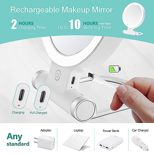 B Beauty Planet Magnifying Mirror with Light 20X/1X,Double Sided Tabletop Mirror with Adjustable Folding Handle,Cosmetic Mirror for Makeup/Travel, Tweezing, and Blackhead/Blemish Removal.