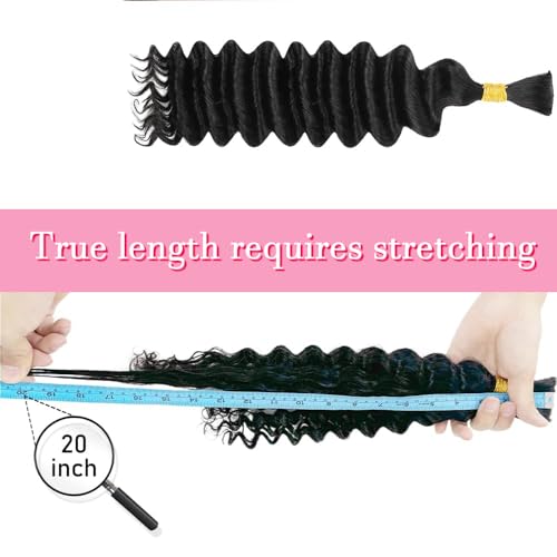 Deep Wave Bulk Human Braiding Hair 3 Bundles 110g 24 Inch Human Ginger Braiding Hair for Boho Braids Color 350 No Weft 100% Percent Brazilian Human Braiding Hair Extensions for Micro Braiding