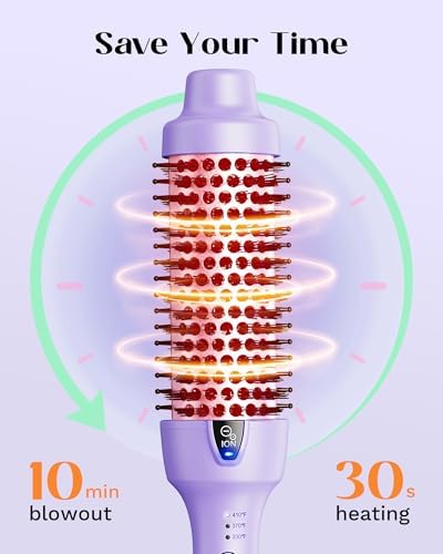 Wavytalk Thermal Brush, Blowout Express 1.5 Inch Negative Ion Thermal Round Brush Creates Blowout Look, lonic Frizz Reduction Makes Hair Smoother (Lavender Purple)