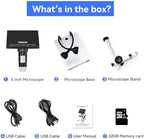 TOMLOV 1000X Coin Microscope with 4.3" Screen, Digital Microscope Magnifier with LED Lights, Metal Stand, PC View, Photo/Video, 32GB SD Card, Windows, macOS Compatible, DM4S