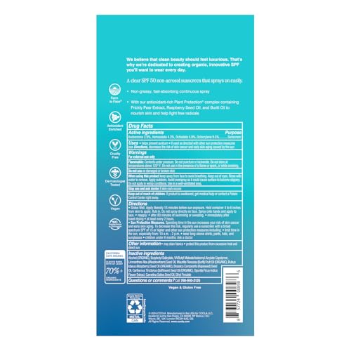 COOLA Organic Sunscreen SPF 50 & 30 Sunblock Spray Kit, Dermatologist Tested Skin Care for Daily Protection, Vegan and Gluten Free,Travel Size, 2 Fl Oz, 3 Pack