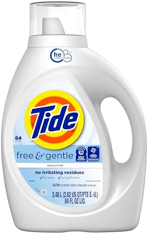 Tide Free & Gentle Liquid Laundry Detergent, 84 fl oz, 64 Loads, HE Compatible