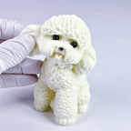 Handmade Big Taba Squishy Dog Toy, Taba Squishy Teddy Dog Toy, Cute Squishy Poodle,Realistic Puppy Toy, Silicone Mochi Fidget Pup, Stress Relief Gift for Adults & Kids (White-L)