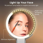 Travel Makeup Mirror with Lights, Lightened 10X/1X Double Sided Magnifying Mirror with 3 Colors, Brightness Adjustable Portable LED Mirror Valentines Day Gifts for Her Women Girls (White)