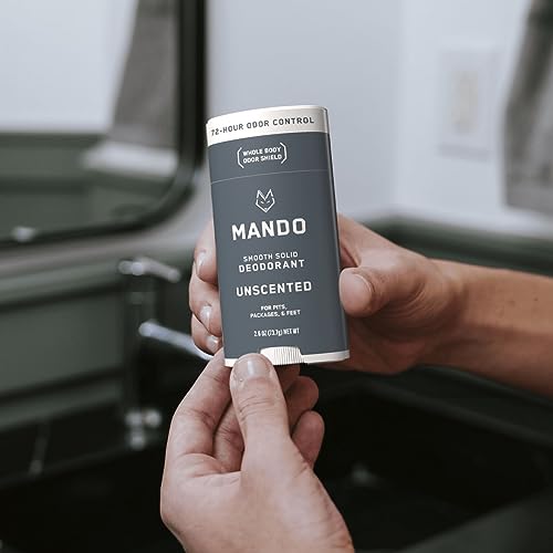 Mando Whole Body Deodorant For Men - Smooth Solid Stick - 72 Hour Odor Control - Aluminum Free, Baking Soda Free, Skin Safe - 2.6 Ounce (Pack of 2) - Unscented