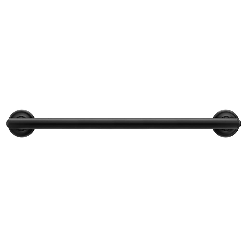 Moen Matte Black 24-Inch Bathroom Safety Grab Bar with Concealed Screws for Elderly Shower Support, R8724BL