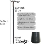 Walking Cane for Men & Women & Seniors - 36.5 Inch Heavy Duty 500+ lbs Capacity, Ergonomic Handle, Ornate & Decorative, Elegant Matte Black & Silver Metal Cane with Goth & Gothic Aesthetic