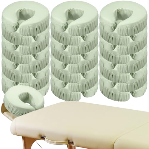 Macarrie 24 Pcs Face Cradle Covers for Massage Table Microfiber Reusable Soft Thicker Massage Table Head Rest Covers Bulk Oil Proof Headrest Cradle Sheets for Spa Beauty Salons (Sage)