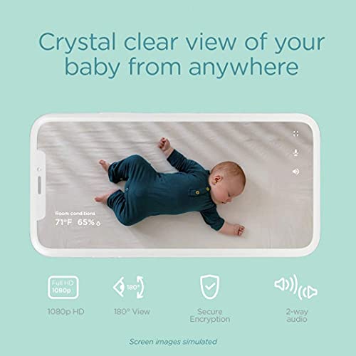 Lumi by Pampers Smart Baby Monitor: HD Video Baby Monitor (with camera and audio), Wifi, Night Vision, Temperature & Humidity Tracking - Compatible with the Lumi Smart Sleep System (Sold Separately)