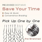 Pre-Divided Deep Wave Human Braiding Hair for Boho Braids Bulk Hair Pre-streached Human Braiding Hair Deep Wave For Black Women (Natural Black, 18 Inch - 80 Roots)