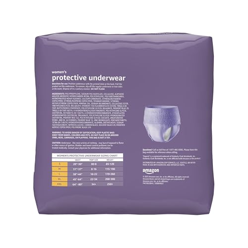 Amazon Basics Incontinence Underwear for Women, Protective, Disposable, Postpartum, Maximum Absorbency, XX-Large, Lavender, 42 Count (3 Packs of 14)