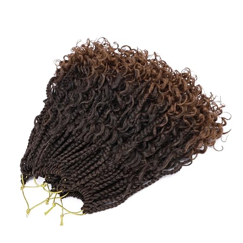 Goddess Box Braids Crochet Hair 10 Inch Bohemian Box Braids Crochet Hair with Curly Ends Boho 3X Synthetic Crochet Braiding Hair for Women (7 pack, 1b/30#)