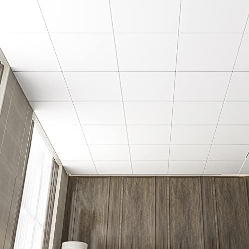 Art3d 12-Pack Smooth Drop Ceiling Tile 2ft x 2ft - Fire-Rated, Waterproof, Reusable - Preimum PVC, No Sag and Breakage - Cover 48 Sq. Ft, White