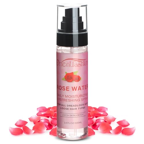 Moisturizing Refreshing Spray for Locs - Rose Water and Peppermint Hair Scalp Moisturizer Natural Loc Care and Maintenance (Rose, 3.4 Fl oz)