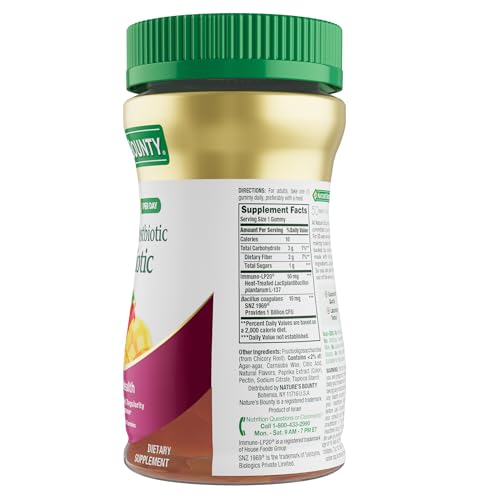 Nature’s Bounty Pre + Pro + Postbiotic Gummies for Digestive Health, Immune Support - Probiotic Gummies for Gut Health, Tropical Mango Flavor, 30 Ct (Pack of 2)