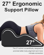 HOMEPAC Ergonomic Memory Foam Wedge Pillow, 27° Angled Support for Neck and Waist, Multi-Position Support Pillow (Black)