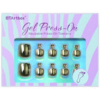 BTArtbox Press on Toenails Short, Metallic Gold Mirror Toenails Press On Square, Fit Perfectly Glazed Press on Toe Nails with Glue, Fake Toenails in 16 Sizes- 32 Toenails Kit, Grandeur