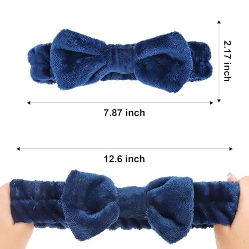 Semato Bachelorette Party Favor Set Bride Spa Headband Bride Headband and Bridesmaid Headband Skincare Headbands for Women Cute Bow Head Bands Party Supplies (navy blue)