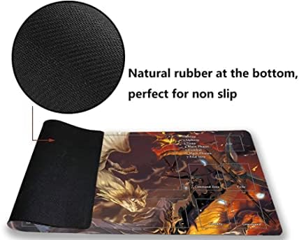 MTG Playmat, Game Play Mat for MTG TCG 24 x 14 inches Trading Card Inked Game Playmats with Storage Bag Smooth Rubber Surface Battle Game