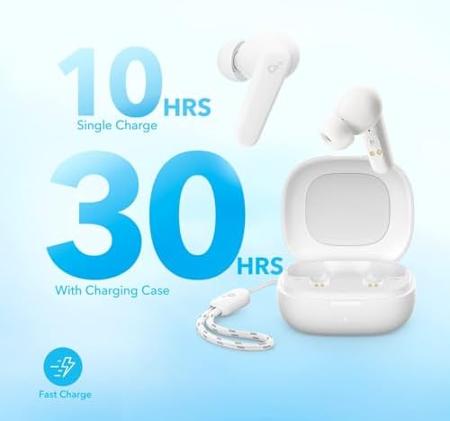 Soundcore by Anker P20i True Wireless Earbuds, 10mm Drivers with Big Bass, Bluetooth 5.3, 30H Long Playtime, Water-Resistant, 2 Mics for AI Clear Calls, 22 Preset EQs, Customization (White)