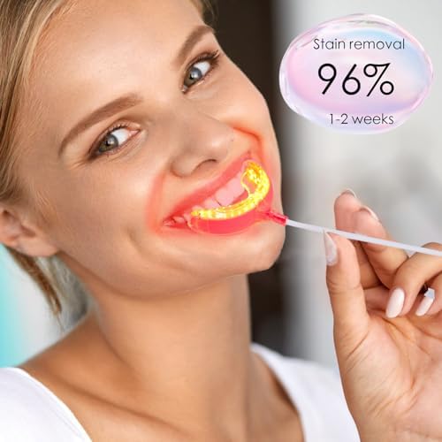 Red Light Therapy for Gums, Toothache Relief, 32 LED Periodontal Light, Bleeding Gums, Gum Health Red Light, with adapters for USB/C, iPhone, and Android from, White