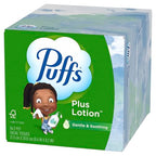 Puffs Plus Lotion Facial Tissues, 10 Cubes, 56 Tissues per Box, Allergies and Colds