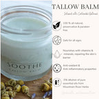 Soothe Tallow Balm- Pasture-fed Beef Tallow Infused with Blue Tansy & Colloidal Oatmeal- Infant safe ointment/moisturizer for rash, dry skin, eczema, psorasis- Organic (4 oz)