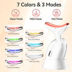 Facial Massager, Red-Light-Therapy Face & Neck Massage Gun, 7 Color, 3 Modes for Skin Care, Face Sculpting Tool
