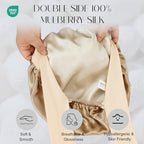 ZIMASILK 19 Momme 100% Mulberry Silk Bonnet for Sleeping Women Long Hair Double Layer Silk Hair Wrap with Tie Band Stay On Head for Hair Care (1Pc, Coffee)