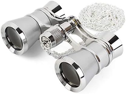 Aomekie Opera Glasses Binoculars 3X25 Theater Glasses Mini Binocular Compact with Chain for Adults Women in Musical Concert（Silver）
